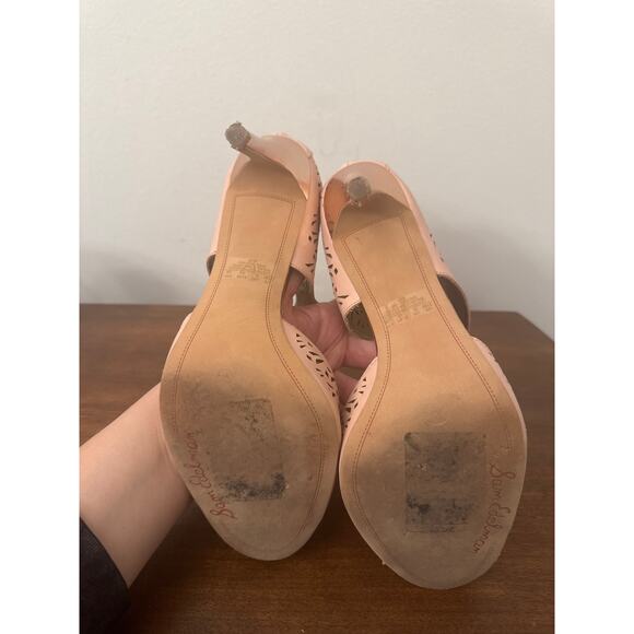 Sam Edelman Alva Summer Blush Nude Leather Cut Out Heels Size 11 - Picture 6 of 7